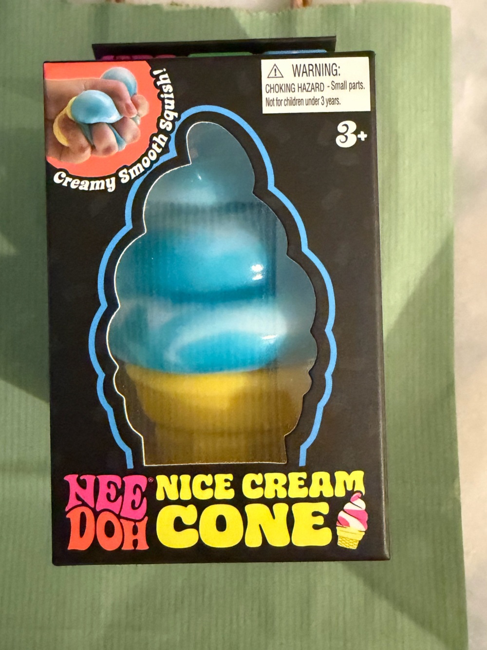 AUTHENTIC Schylling Nice Cream Cone Toy - Blue and Yellow Squishy